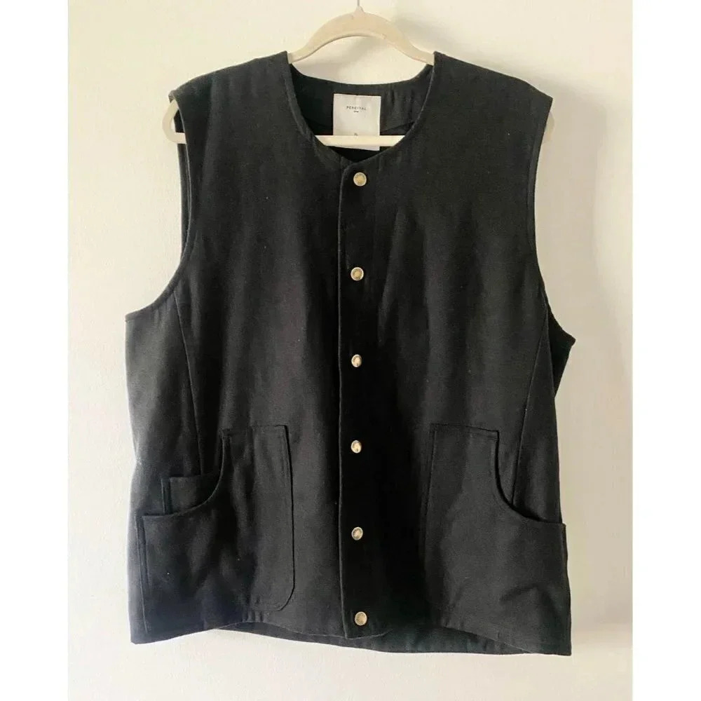Black Button-Up Men's Vest